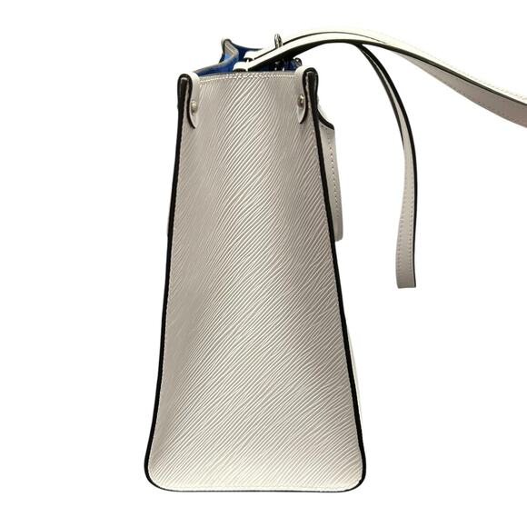 Louis Vuitton White Blue 2020 Epi On The Go MM Double Handle Tote Bag FLAW - Picture 10 of 11